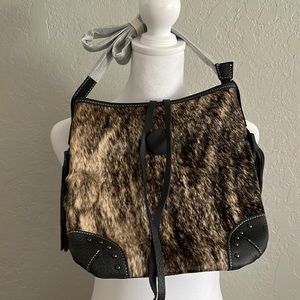 Hair on cowhide and leather purse NWT